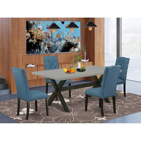 East West Furniture 5 Piece X-Style Stylish Dining Room Set - Wire Brushed Black X697EL121-5